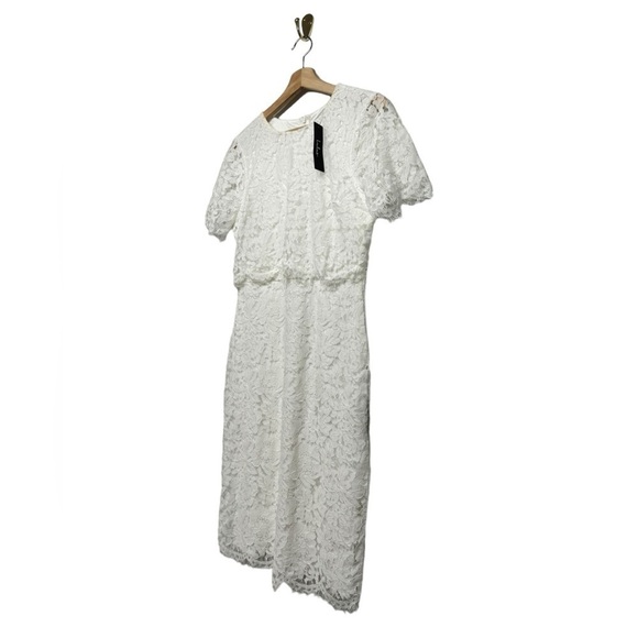 NWT LULU’S Devotion White Lace Short Sleeve Midi Dress M - Picture 7 of 12
